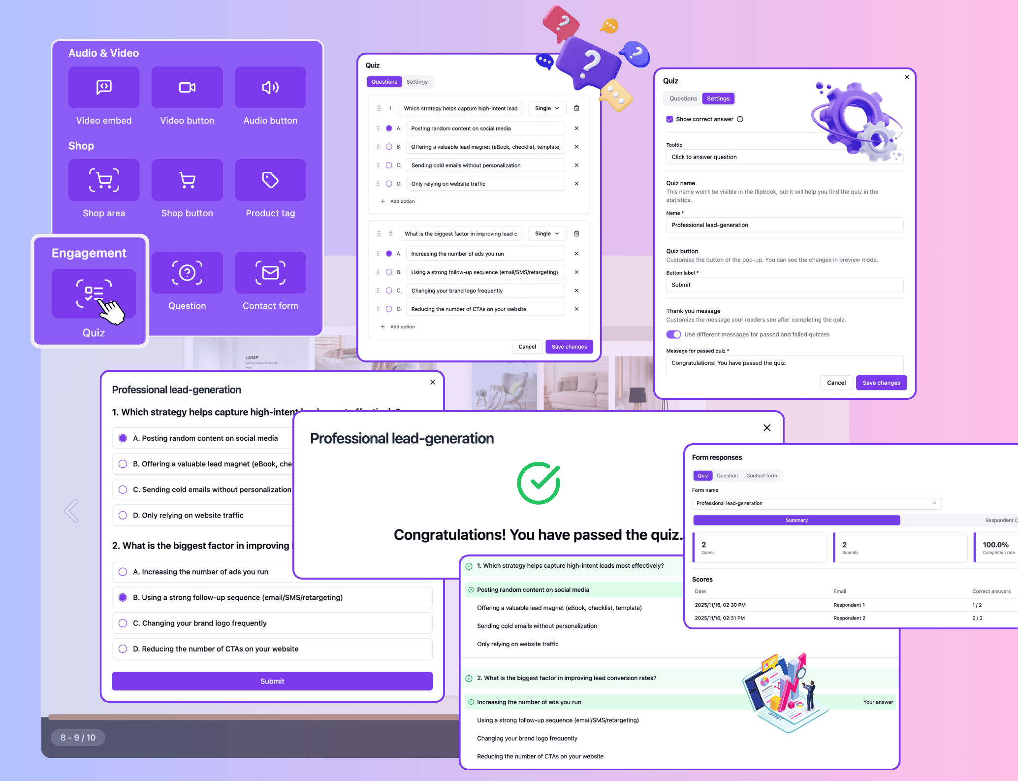 Quiz feature in FlipDrag